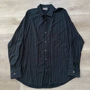 Vintage 70s USA Made 100% Rayon Triumph Of California Stripe Button Shirt Mens L